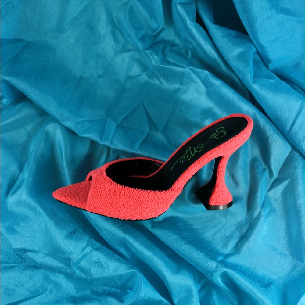 Peep toe soft kitten heel mules